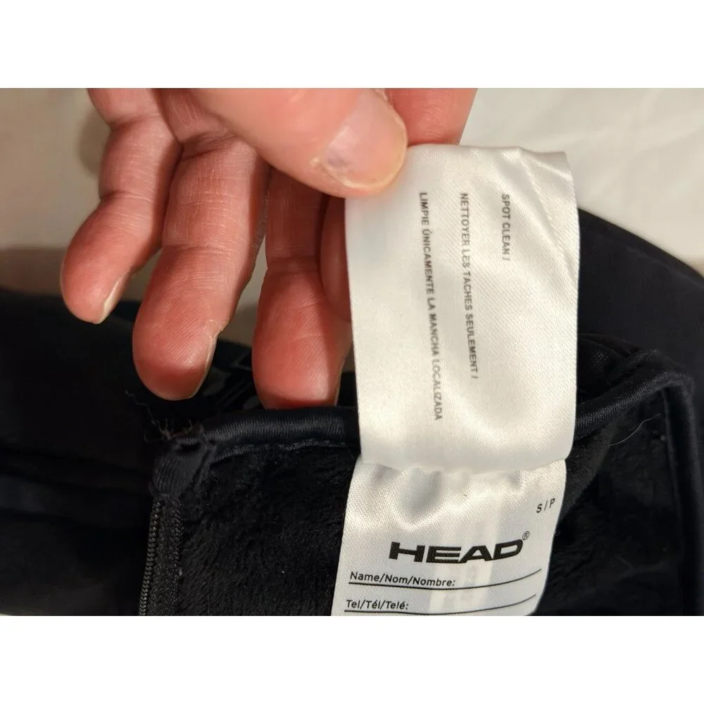 Head Black Winter Mittens With Grip Palms & Zipper Pockets Size S/P For Cold Wea